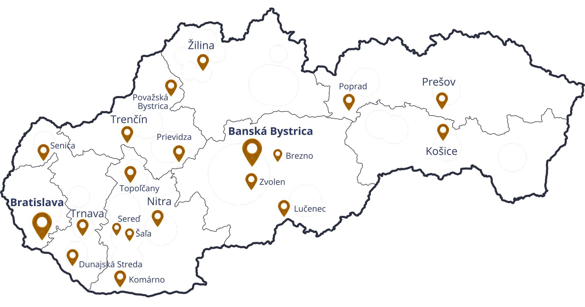 Prinášame profesionálny a odborný prístup pri zabezpečovaní klientskych potrieb - mapa